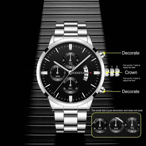Executive Stainless Steel Calendar Timepiece