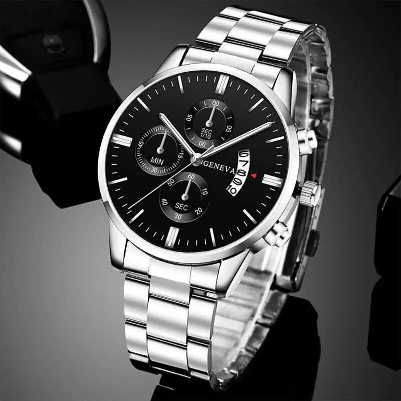 Executive Stainless Steel Calendar Timepiece